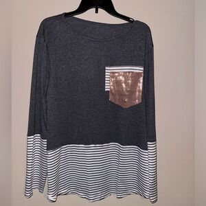 Boutique long sleeve sequin top NWOT